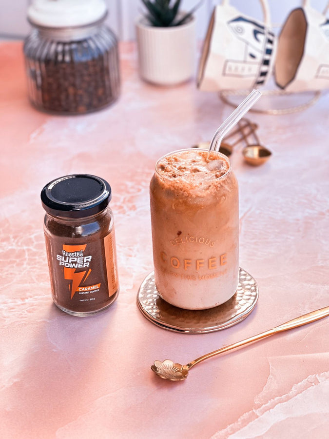 Ferrero Rocher Latte made with Super Power Caramel Coffee